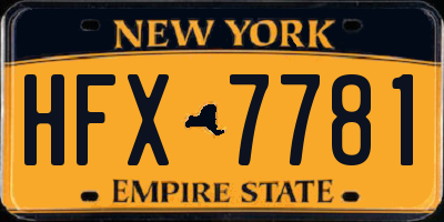 NY license plate HFX7781