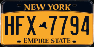 NY license plate HFX7794