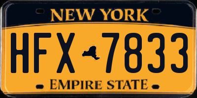 NY license plate HFX7833