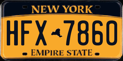 NY license plate HFX7860