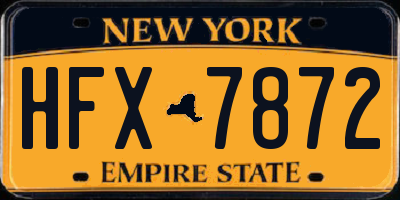 NY license plate HFX7872