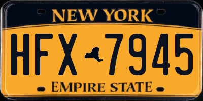 NY license plate HFX7945