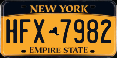NY license plate HFX7982