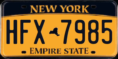 NY license plate HFX7985