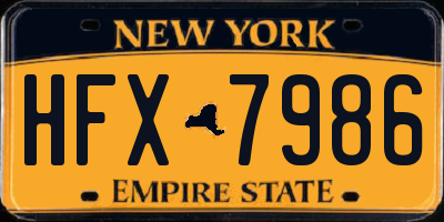 NY license plate HFX7986