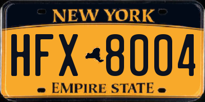 NY license plate HFX8004