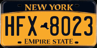 NY license plate HFX8023