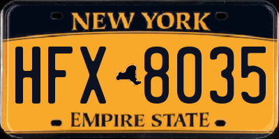NY license plate HFX8035