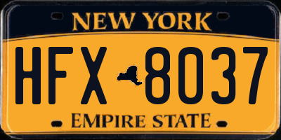 NY license plate HFX8037