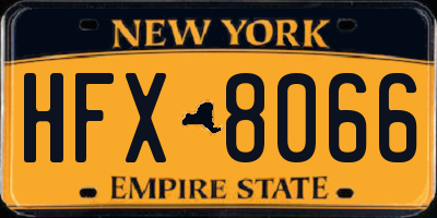 NY license plate HFX8066