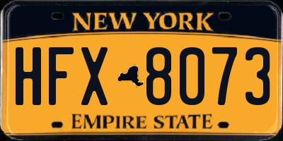 NY license plate HFX8073