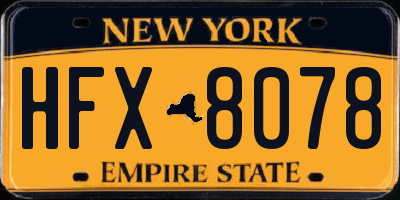 NY license plate HFX8078