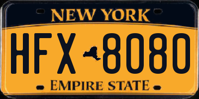 NY license plate HFX8080