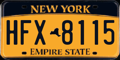 NY license plate HFX8115