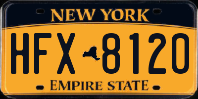 NY license plate HFX8120