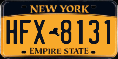 NY license plate HFX8131