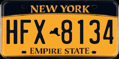 NY license plate HFX8134
