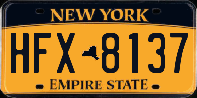 NY license plate HFX8137
