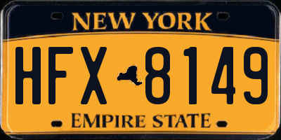 NY license plate HFX8149