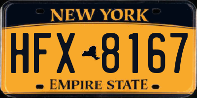 NY license plate HFX8167