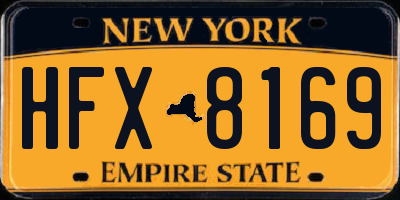 NY license plate HFX8169