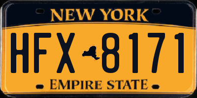 NY license plate HFX8171