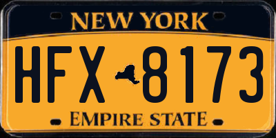 NY license plate HFX8173