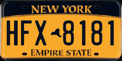 NY license plate HFX8181