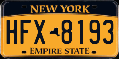 NY license plate HFX8193