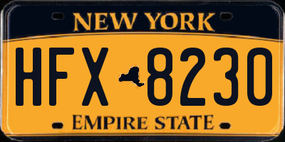 NY license plate HFX8230