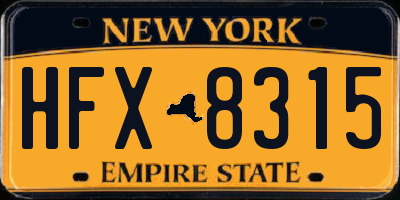 NY license plate HFX8315