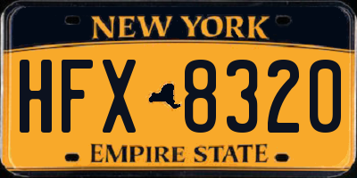 NY license plate HFX8320