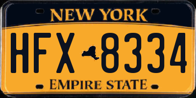 NY license plate HFX8334