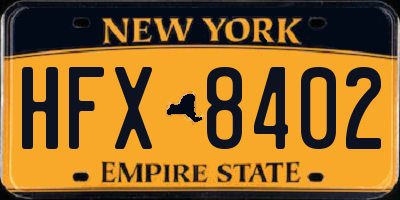 NY license plate HFX8402