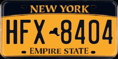 NY license plate HFX8404