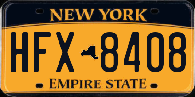 NY license plate HFX8408