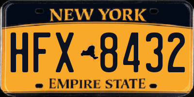 NY license plate HFX8432