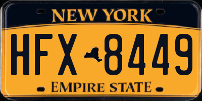 NY license plate HFX8449