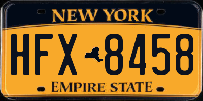 NY license plate HFX8458