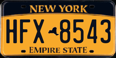 NY license plate HFX8543