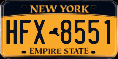 NY license plate HFX8551