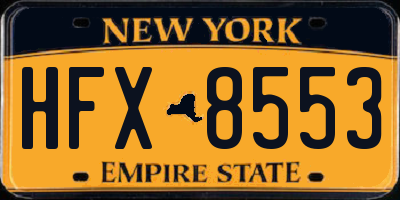 NY license plate HFX8553
