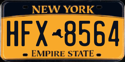 NY license plate HFX8564