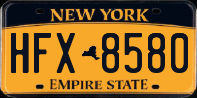 NY license plate HFX8580