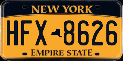 NY license plate HFX8626