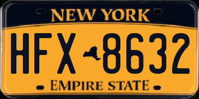 NY license plate HFX8632