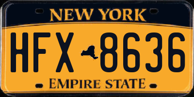 NY license plate HFX8636
