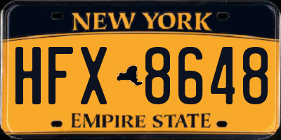 NY license plate HFX8648