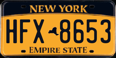 NY license plate HFX8653