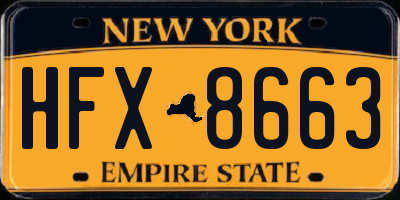 NY license plate HFX8663